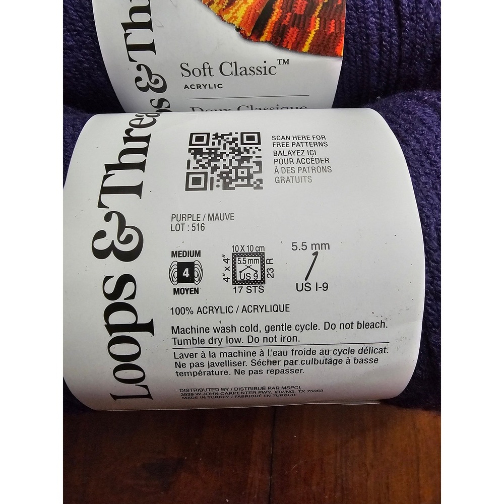 Loops & Threads Soft Classic Purple Mauve Acrylic Yarn 3 Skeins Lot 516 VS06 - Picture 4 of 5